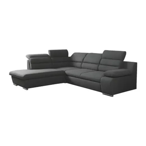 vente-unique.com Canapé d'angle polyester 5 places gris anthracite Gris 269x100x219cm – image 1