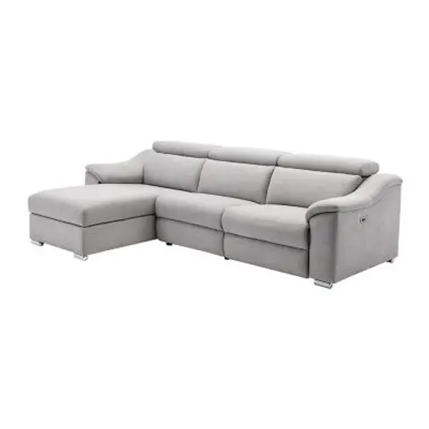 vente-unique.com Canapé d'angle polyester 5 places gris clair Gris 284x100x175cm – image 1