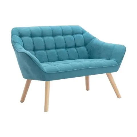 vente-unique.com Canapé fixe polyester 2 places bleu turquoise} Bleu 127x77x73cm – image 1
