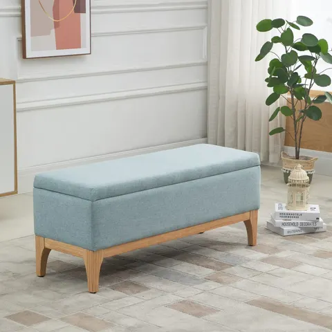 HOMCOM Opbergpoef - Polyester - 110x39x45cm - Groen – afbeelding 1