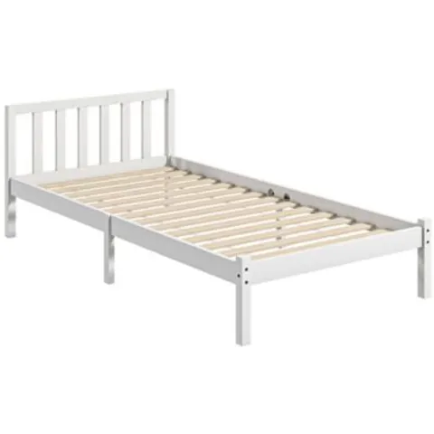 HOMCOM Bedframe - Grenenhout - 198x96x70cm - Wit – afbeelding 1