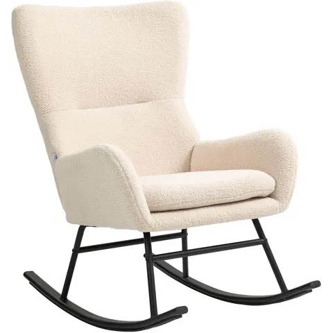 HOMCOM-Schommelstoel-Polyester-66x100x93cm-Beige – afbeelding 1