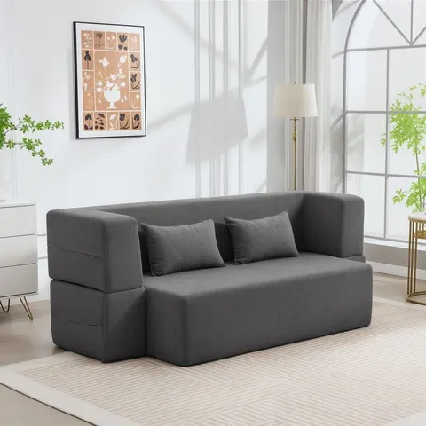 HOMCOM slaapbank - polyester - 203 × 95 × 75 cm - grijs – afbeelding 1