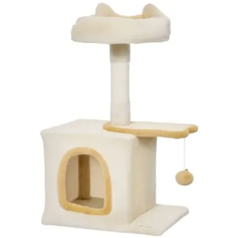 Arbre à chat perchoir plateforme niche beige – image 1