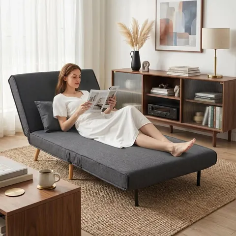 HOMCOM-Stoelbed - Polyester - 94x190x27cm - Grijs – afbeelding 1