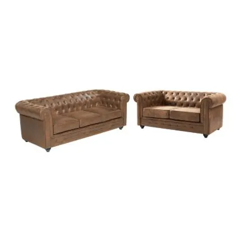 vente-unique.com Ensemble canapé microfibre marron 206x72x88cm – image 1