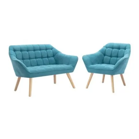 vente-unique.com Ensemble canapé fauteuil polyester bleu turquoise Bleu 127x77x73cm – image 1