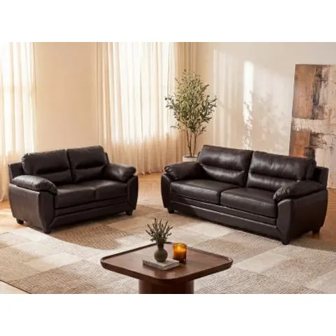 vente-unique.com Ensemble canapé simili marron chocolat Marron 201x88x82cm – image 1