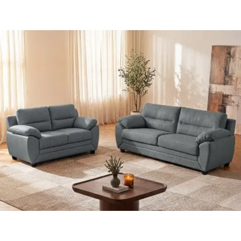 vente-unique.com Ensemble canapé polyester gris anthracite Gris 201x88x82cm – image 1