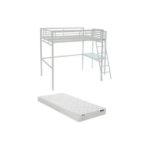 Vente-unique Hoogslaper metaal wit 140 x 190 cm – afbeelding 1