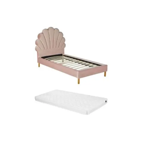 Vente-unique Bedframe fluweel poederroze 90 x 190 cm – afbeelding 1