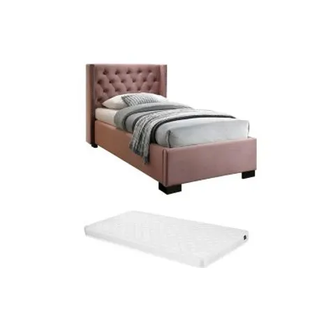Vente-unique Bedframe fluweel roze 90 x 200 cm – afbeelding 1