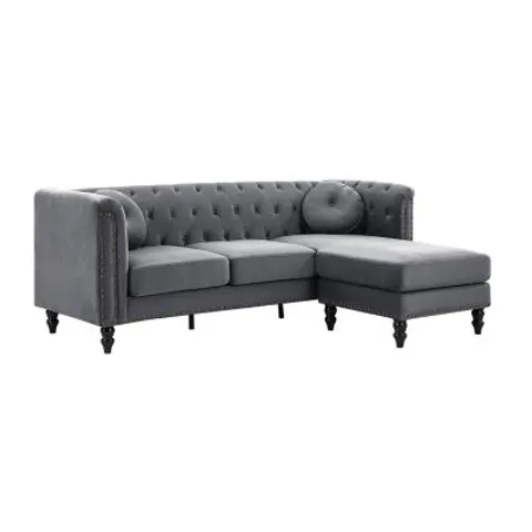 Canapé d'angle réversible en velours anthracite TURNER – image 1