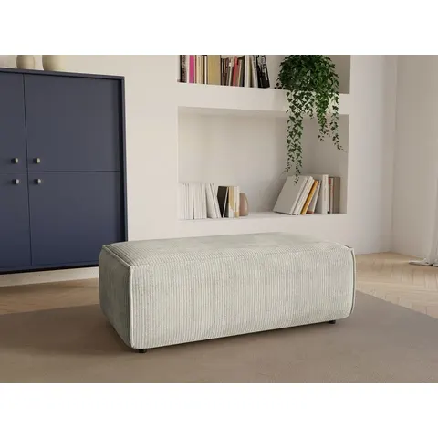 vente-unique.com Pouf velours beige 102x42x69cm – image 1