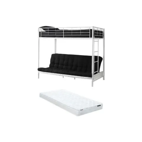 Vente-unique Hoogslaper metaal wit 90 x 190 cm – afbeelding 1