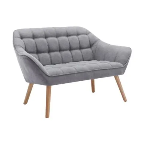 vente-unique.com Canapé fixe polyester 2 places gris 127x77x73cm – image 1