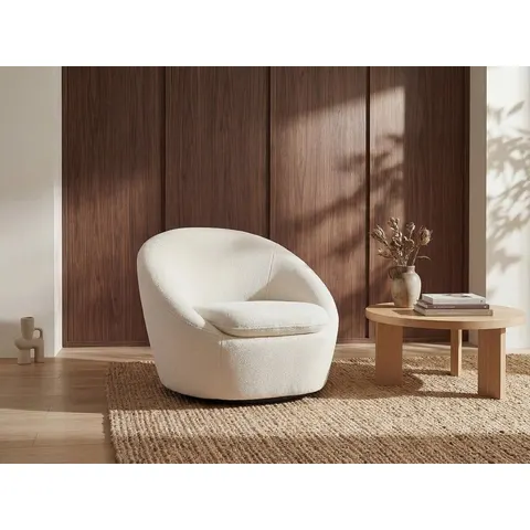 vente-unique.com Fauteuil droit polyester blanc 88x70x78cm – image 1