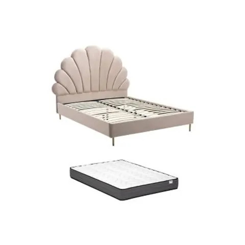 Vente-unique Bedframe fluweel beige 160 x 200 cm – 066050 – afbeelding 1