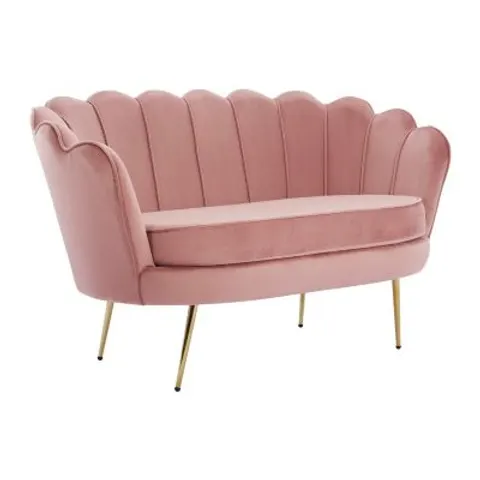vente-unique.com Canapé fixe polyester 2 places rose 124x78x73cm – image 1