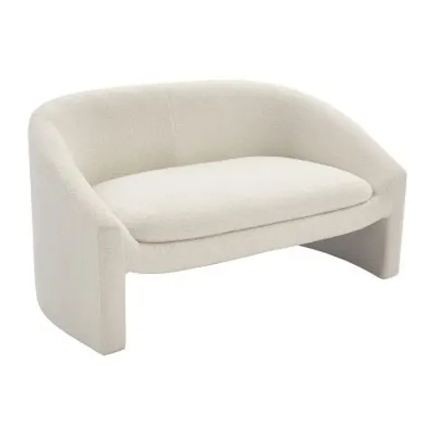 vente-unique.com Canapé fixe polyester 2 places blanc 137x74x74cm – image 1