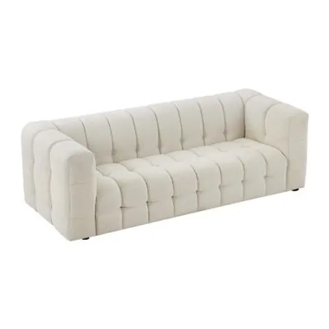 vente-unique.com Canapé fixe polyester 3 places blanc 213x72x89cm – image 1