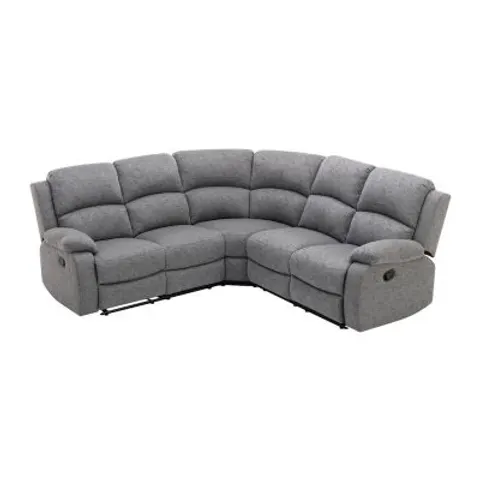 vente-unique.com Canapé d'angle polyester 5 places gris 229x100x229cm – image 1