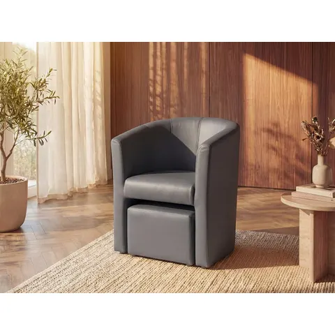 vente-unique.com Fauteuil droit simili gris 65x74x64cm – image 1