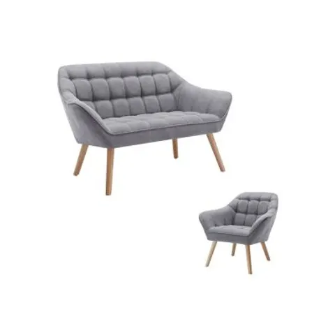 vente-unique.com Ensemble canapé fauteuil polyester gris 127x77x73cm – image 1