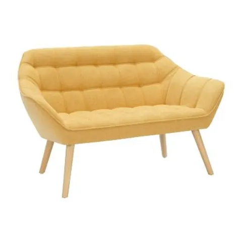 vente-unique.com Canapé fixe polyester 2 places jaune moutarde} Jaune 127x77x73cm – image 1