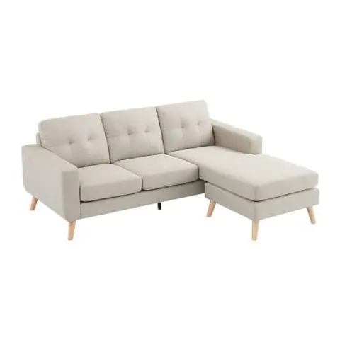 vente-unique.com Canapé d'angle polyester 4 places beige 198x85x160cm – image 1