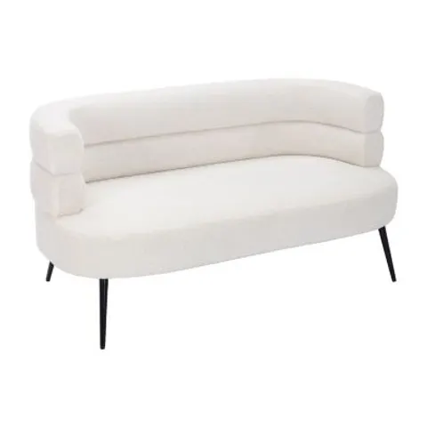 vente-unique.com Canapé fixe polyester 2 places blanc 145x73x74cm – image 1