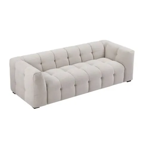 vente-unique.com Canapé fixe polyester 3 places beige 230x69x98cm – image 1