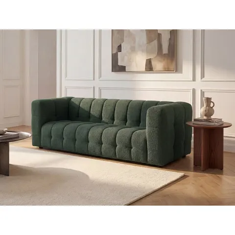 vente-unique.com Canapé fixe polyester 3 places vert 213x72x89cm – image 1
