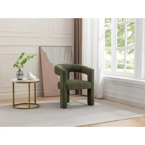 vente-unique.com Fauteuil droit polyester vert 64x75x59cm – image 1