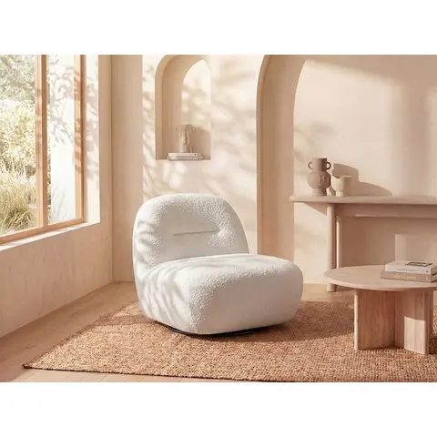 vente-unique.com Fauteuil droit polyester blanc 82x73x84cm – image 1