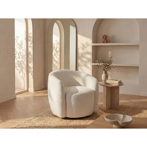 vente-unique.com Fauteuil droit polyester blanc 80x67x76cm – image 1
