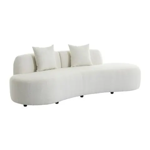 vente-unique.com Canapé fixe polyester 3 places blanc} Blanc 230x76x80cm – image 1