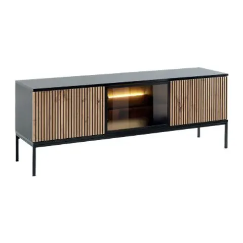 vente-unique.com Meuble tv mdf noir 153x56x39cm – image 1