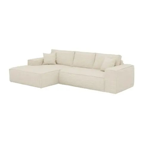 vente-unique.com Canapé d'angle polyester 6 places beige 320x80x165cm – image 1