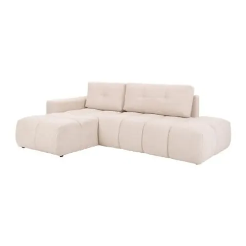 vente-unique.com Canapé d'angle polyester 5 places beige 294x93x182cm – image 1