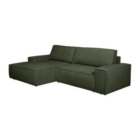 vente-unique.com Canapé d'angle polyester 4 places vert 267x85x167cm – image 1
