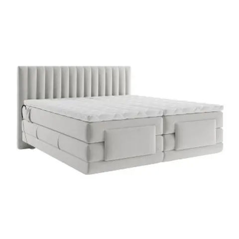 Unique Cama continental boxspring terciopelo gris claro – 098440 – imagen 1
