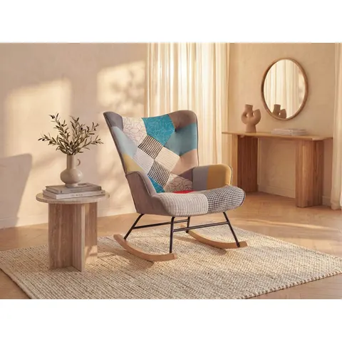 vente-unique.com Rocking chair polyester multicolore 86x91x68cm – image 1