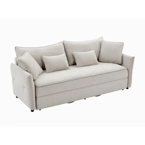 vente-unique.com Canapé convertible polyester 3 places beige 220x92x87cm – image 1