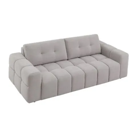 vente-unique.com Canapé fixe polyester 3 places gris clair} Gris 220x78x100cm – image 1