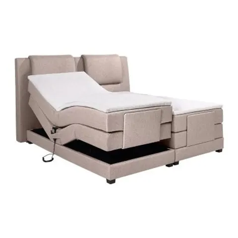 Unique Cama continental boxspring tela beige – 119091 – imagen 1
