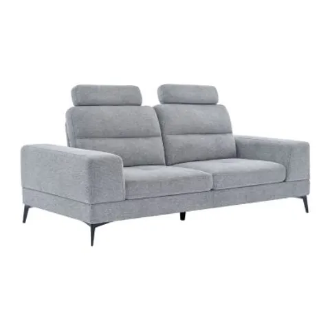vente-unique.com Canapé fixe polyester 3 places gris} Gris 215x86x123cm – image 1