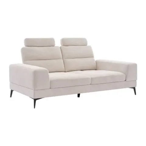vente-unique.com Canapé fixe polyester 3 places beige 215x86x123cm – image 1