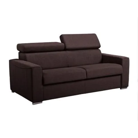 vente-unique.com Canapé convertible polyester 3 places marron chocolat} Marron 196x110x223cm – 126884 – image 1