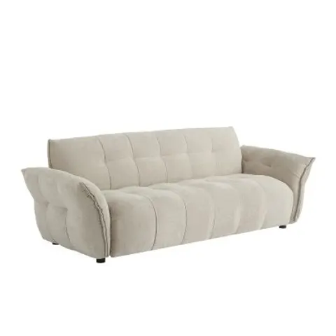 vente-unique.com Canapé fixe polyester 3 places beige 228x79x89cm – image 1